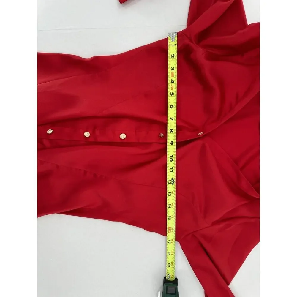 Michael Kors Blouse Size XS Logo Red Career Business Office Flowy​​​ - Picture 12 of 16